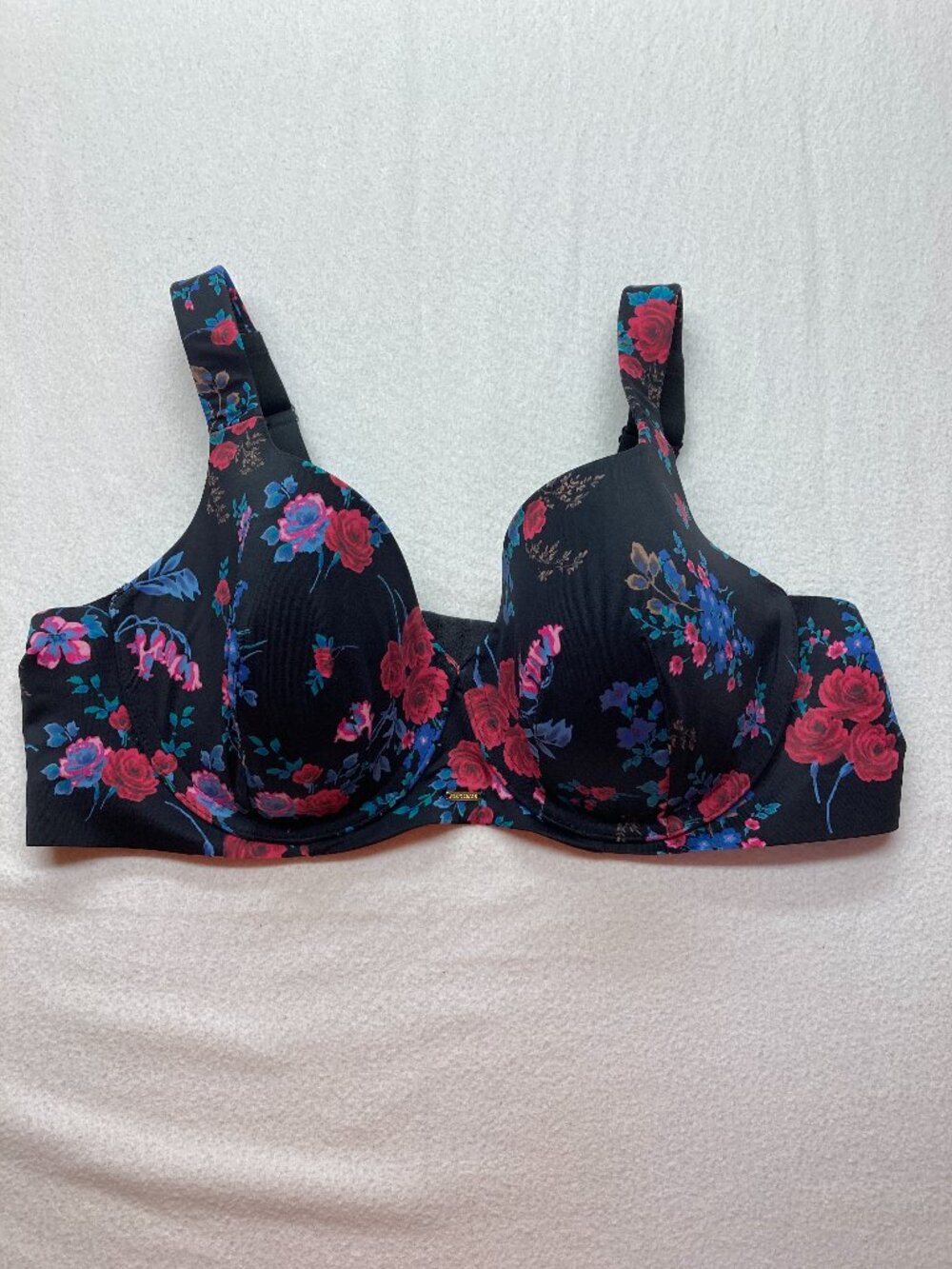 Cacique Lane Bryant Balconette Bra 42C Black Bright Pink Blue Floral Light Lined